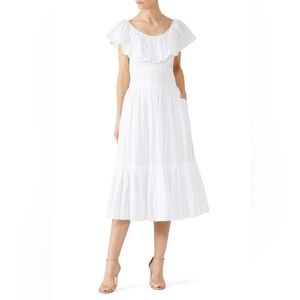 Tory Burch white waffle off the shoulder long dress small